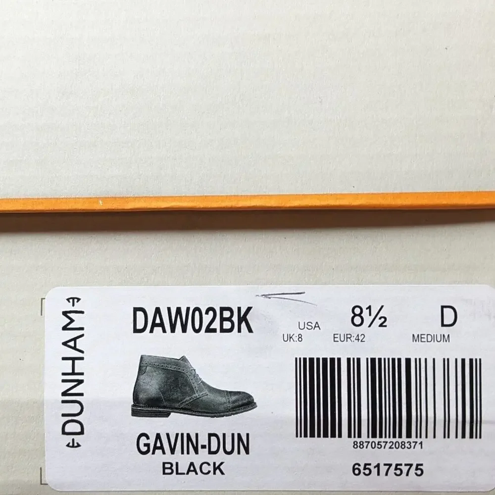 Dunham Gavin-Dun Chukka Boots, Black Leather, Men's 8.5 M
